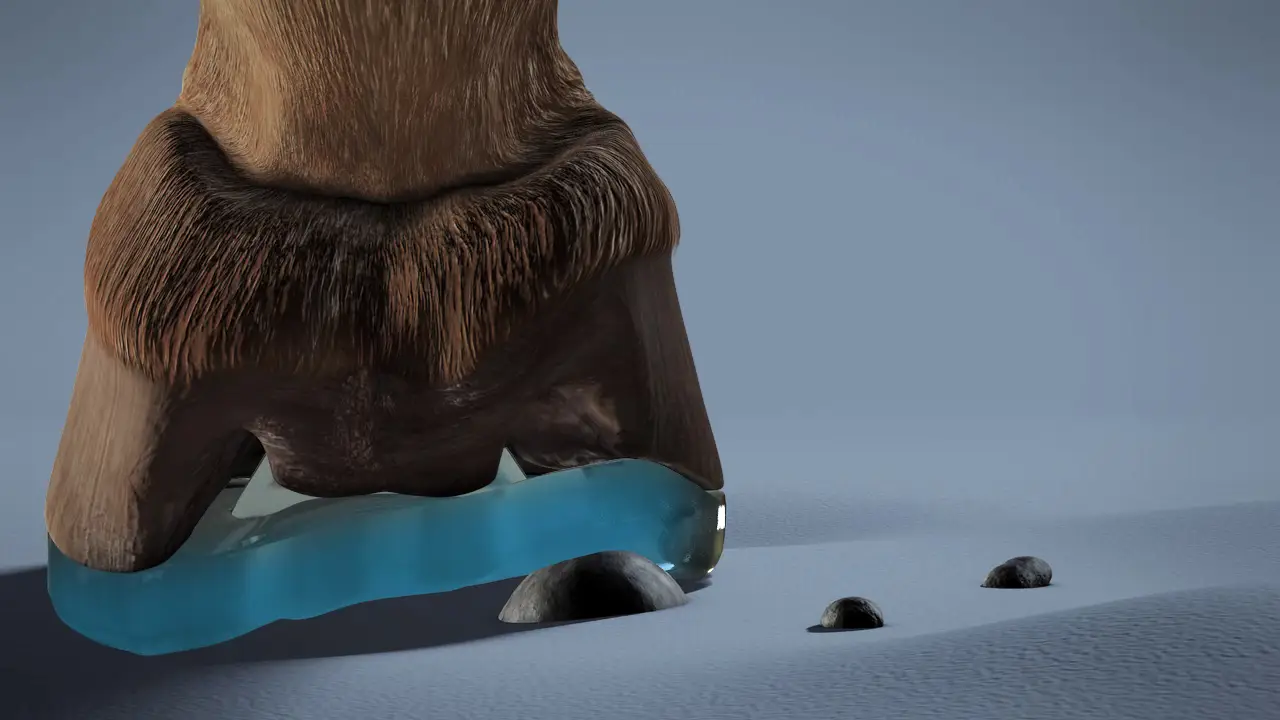 the reaction of the hoof mechanism when stepping on a stone